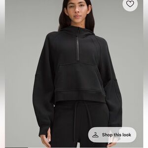 Lululemon Athletica Black Hoodie Oversized Scuba Half-Zip Sweatshirt